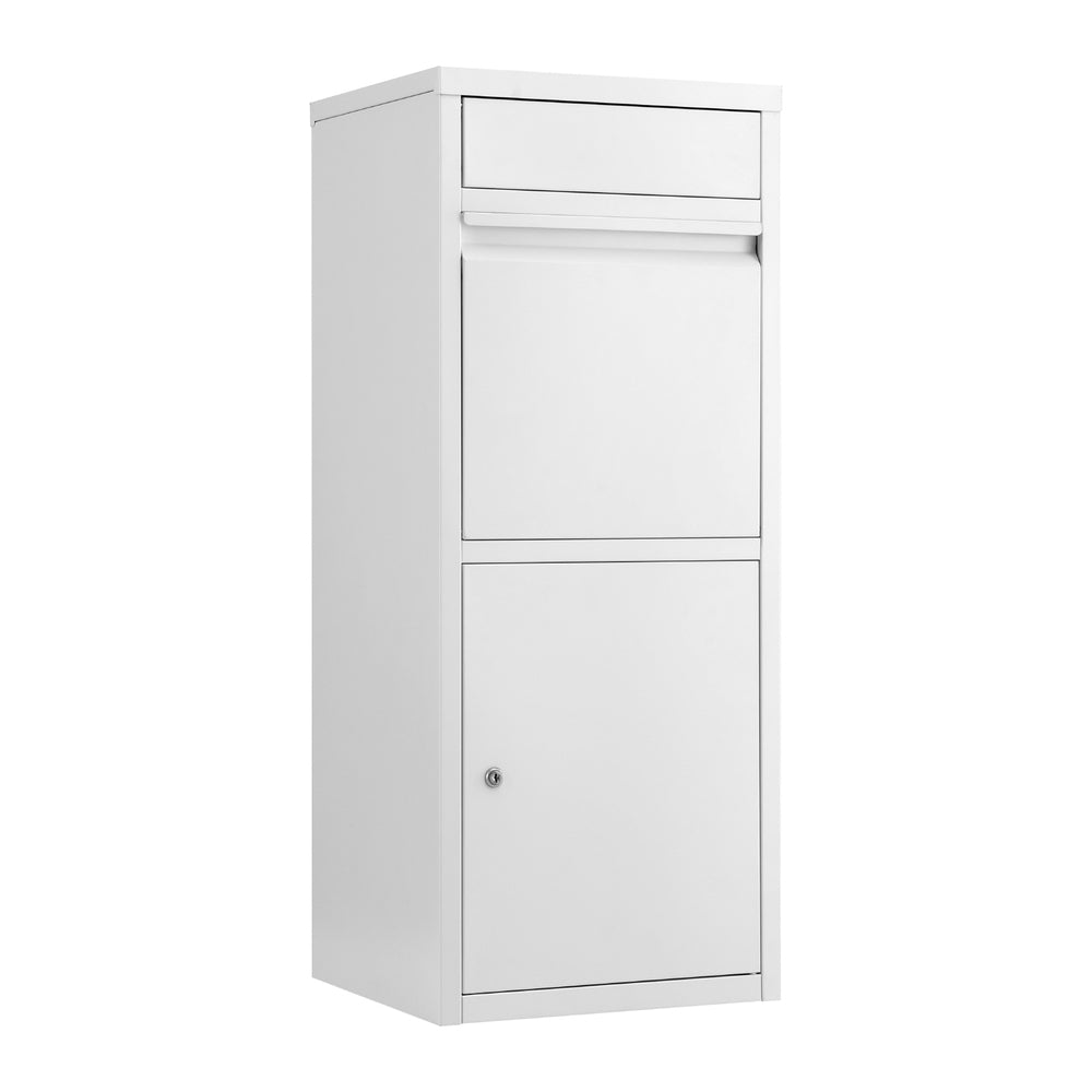 Parcel Letterbox Drop Box with Lock and 2 Slots for Mail & Parcels - White