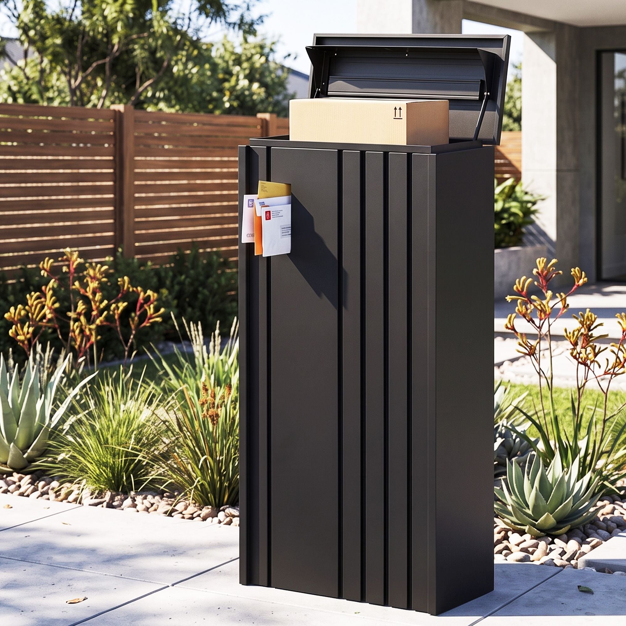 Parcel Letterbox Drop Box Package Slot MailBox Black