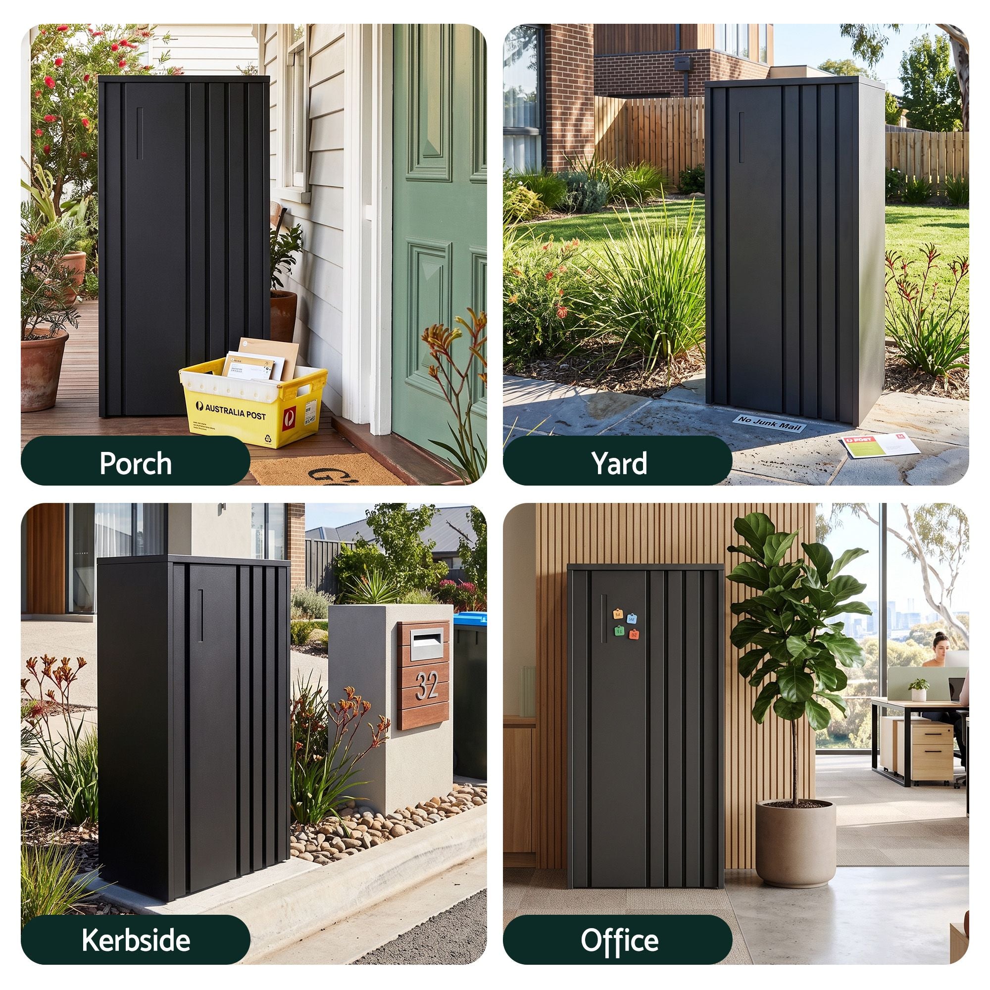 Parcel Letterbox Drop Box Package Slot MailBox Black