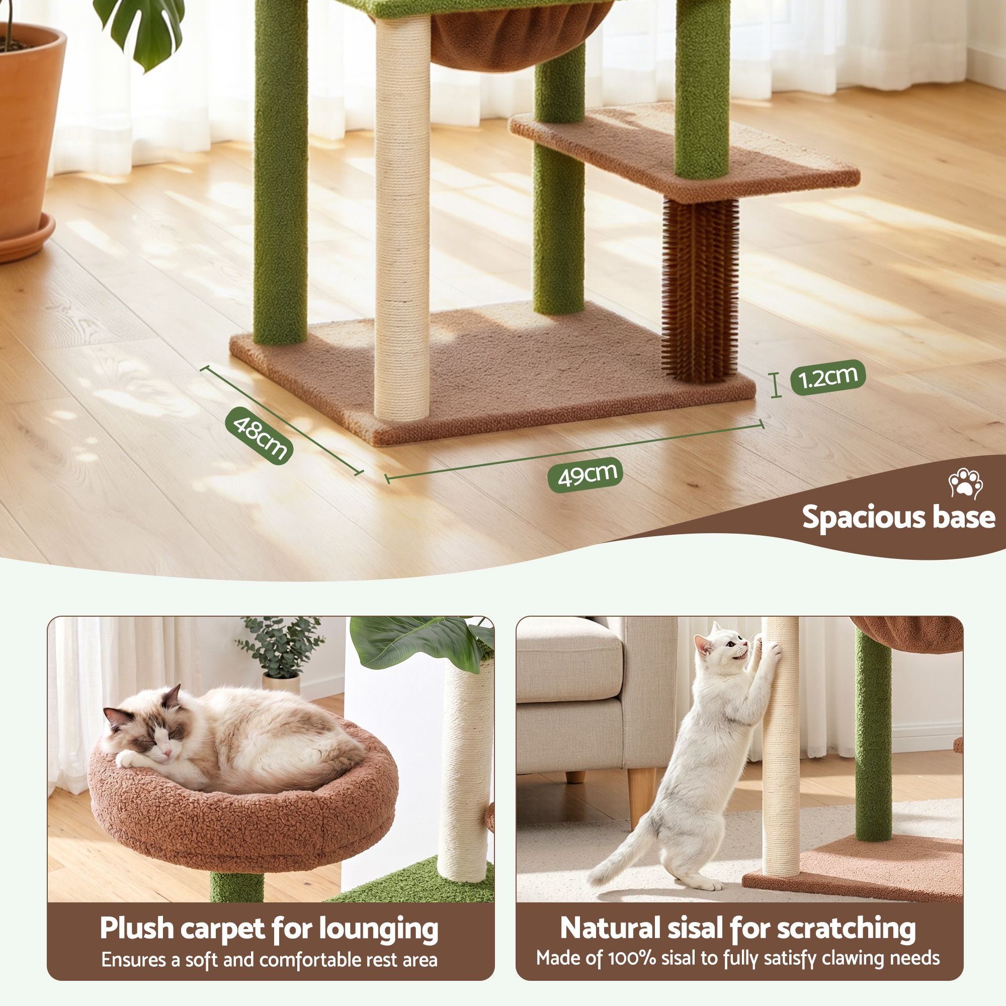 Cat Tree Tower 152cm Jungle Multi-Level Scratching Post Leafy Canopy