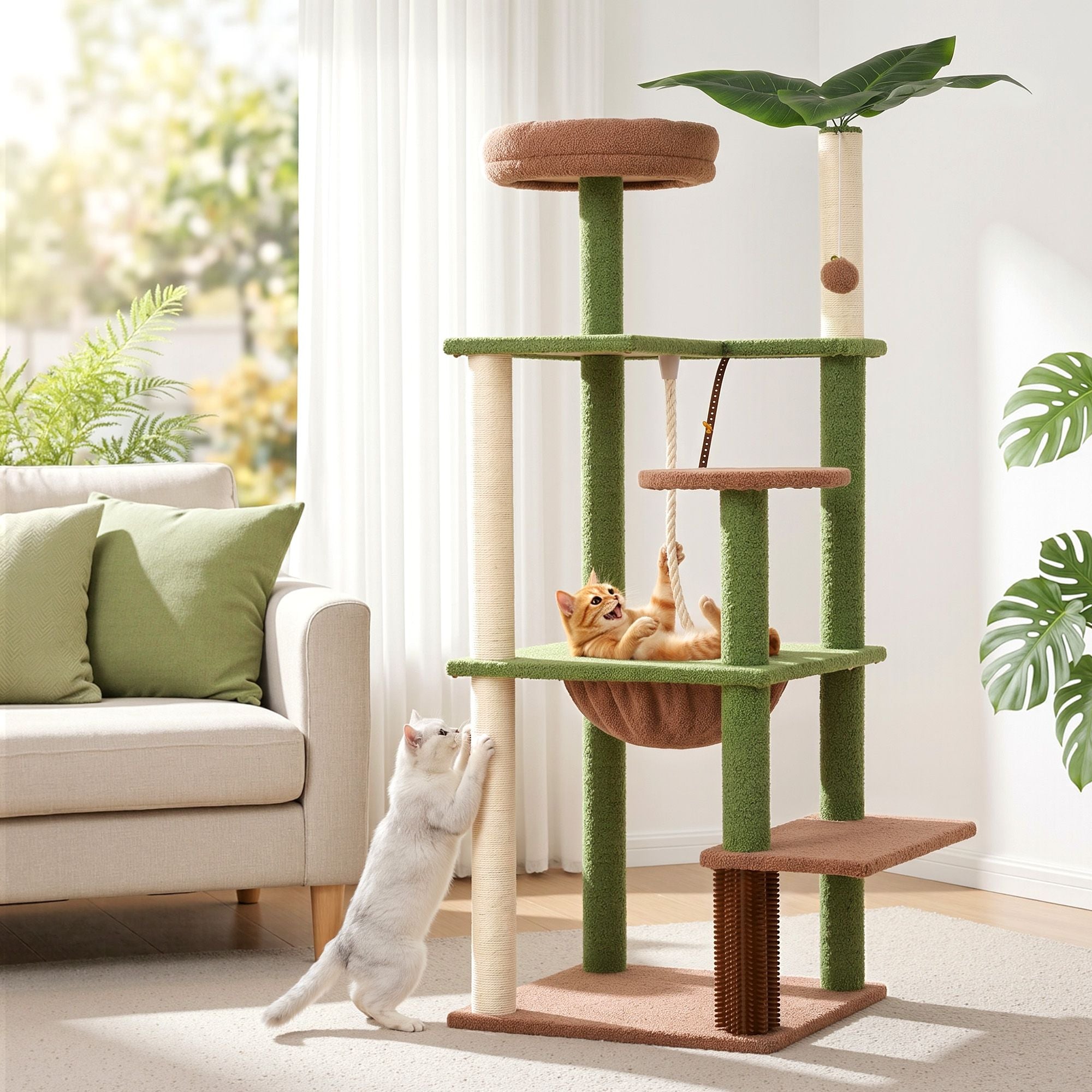 Cat Tree Tower 152cm Jungle Multi-Level Scratching Post Leafy Canopy
