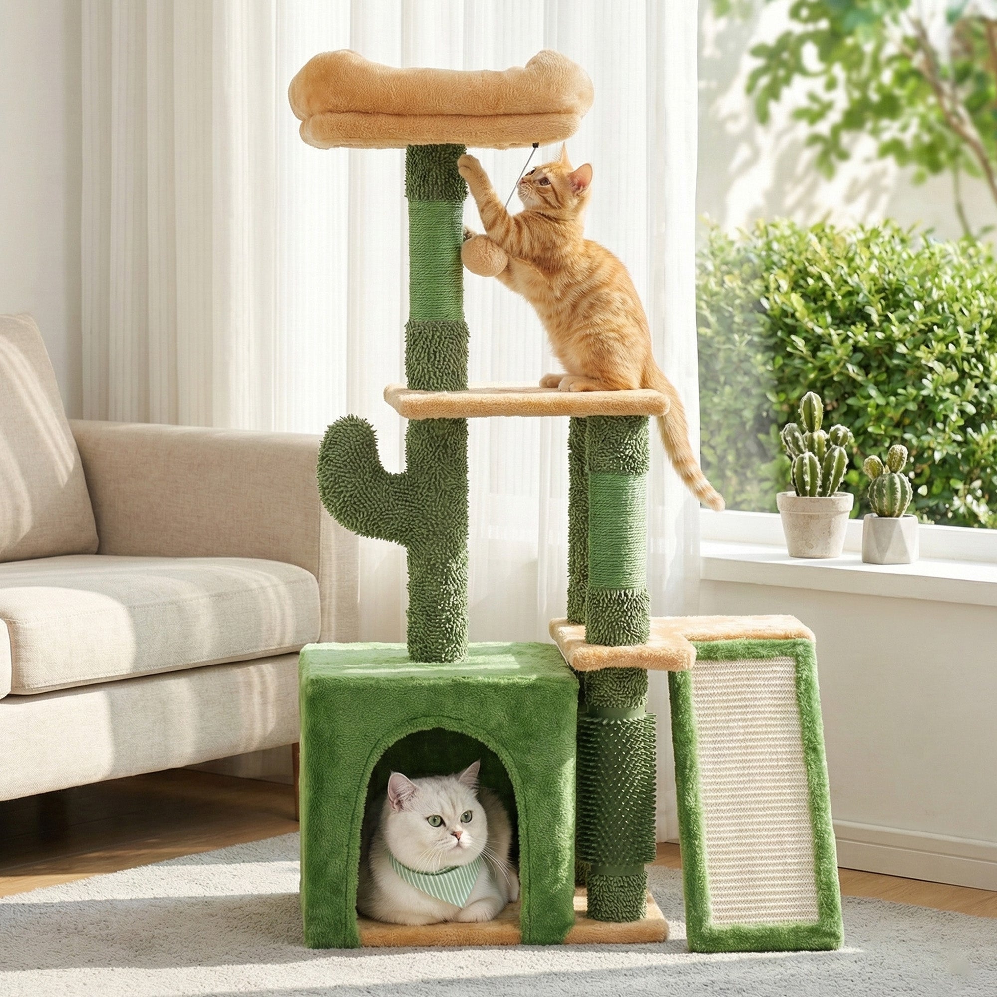 Cat Tree Tower 101cm Scratching Post Furniture Scratcher House - Green