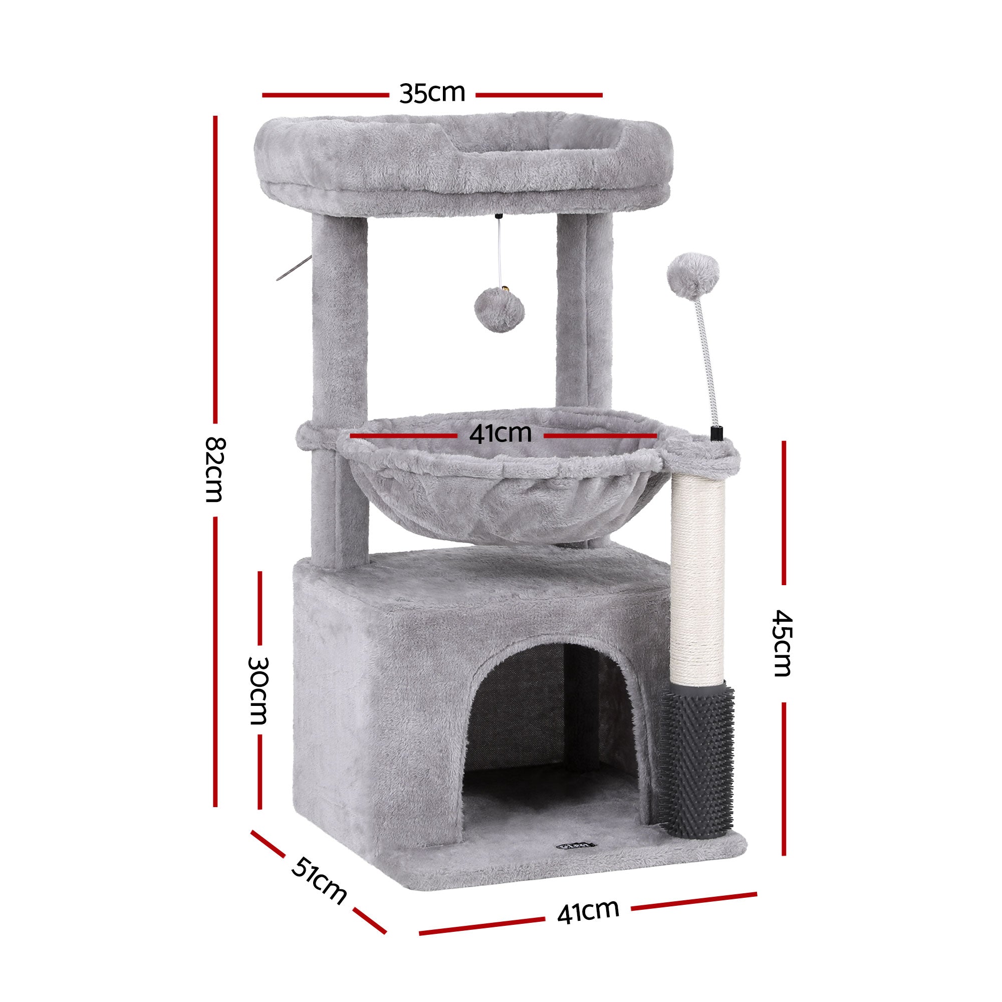 i.Pet Cat Tree Tower 82cm Scratching Post Furniture Scratcher House - Light Grey