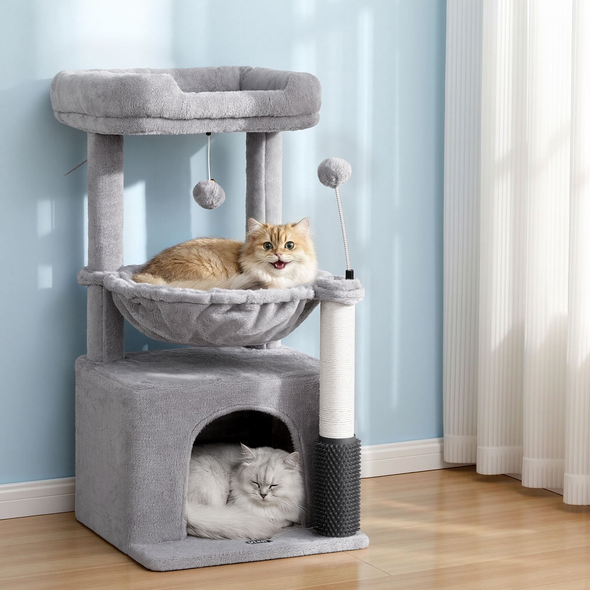 i.Pet Cat Tree Tower 82cm Scratching Post Furniture Scratcher House - Light Grey