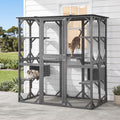 Cat House 181cm Outdoor Catio Enclosure Walk-In Large Rabbit Hutch Grey