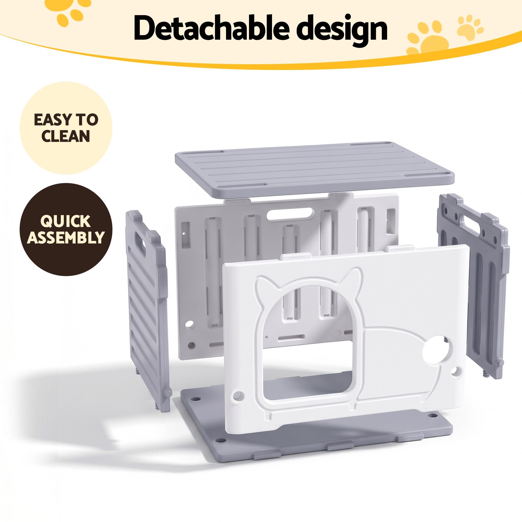 Cat House Enclosed Shelter Plastic Nest Stackable Bench Box Outdoor Indoor Grey