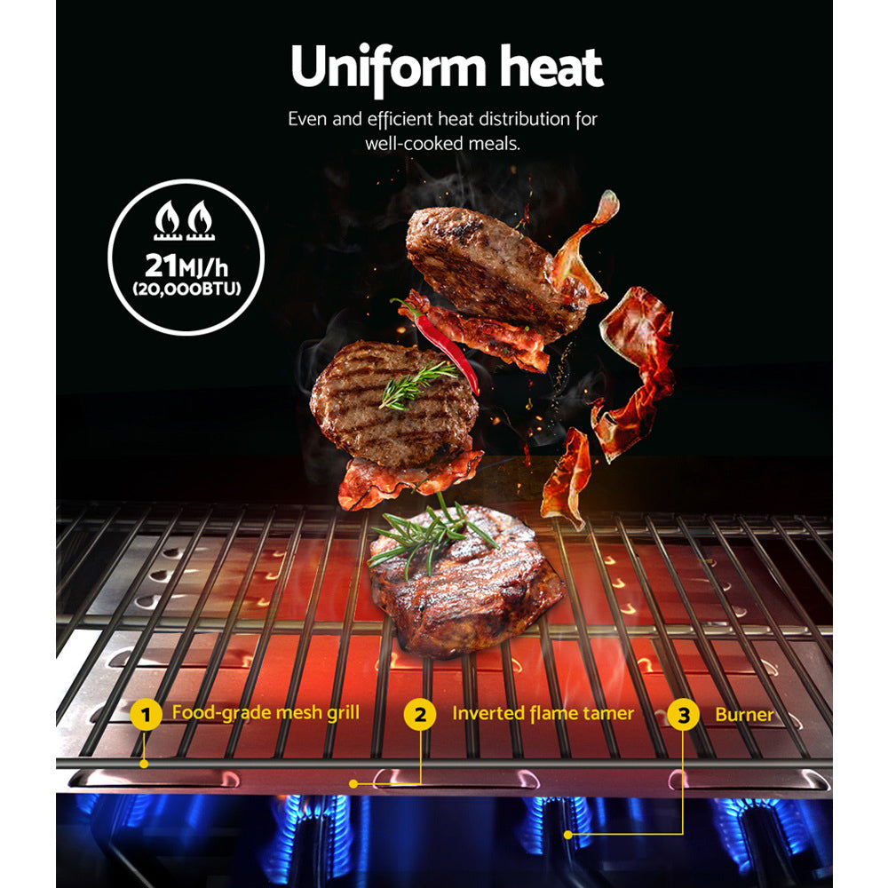 Portable Gas BBQ Grill 2 Burners with 2 Plates