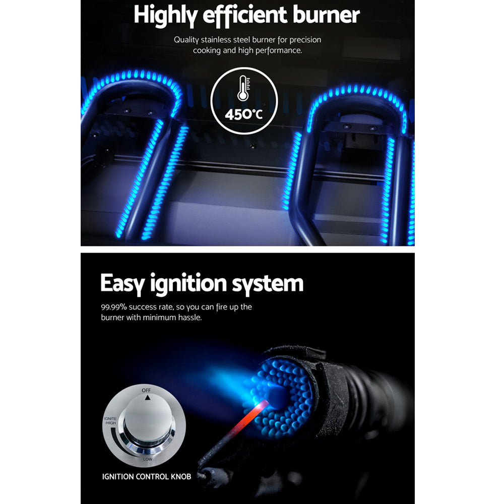 Portable Gas BBQ Grill 2 Burners with 2 Plates