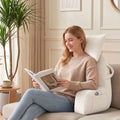 Reading Pillow with Detachable Neck Roll & Armrests Sit Up Pillow for Bed Back Support Pillow for Watching TV & Gaming Beige