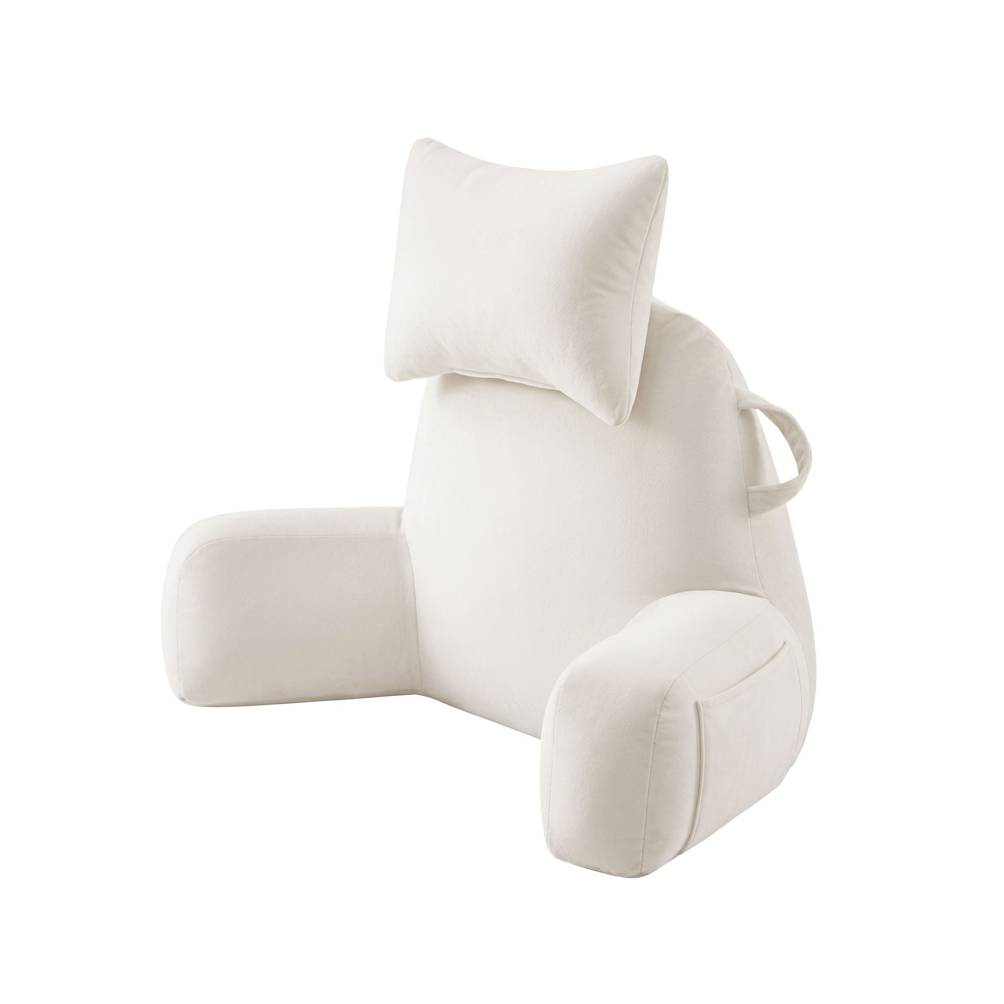 Reading Pillow with Detachable Neck Roll & Armrests Sit Up Pillow for Bed Back Support Pillow for Watching TV & Gaming Beige