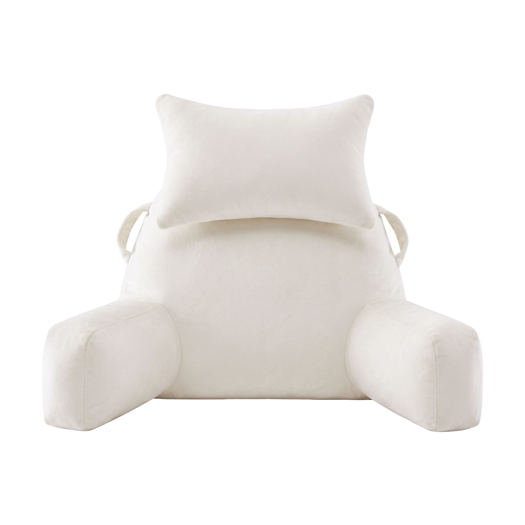 Reading Pillow with Detachable Neck Roll & Armrests Sit Up Pillow for Bed Back Support Pillow for Watching TV & Gaming Beige