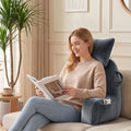 Reading Pillow with Detachable Neck Roll & Armrests Sit Up Pillow for Bed Back Support Pillow for Watching TV & Gaming