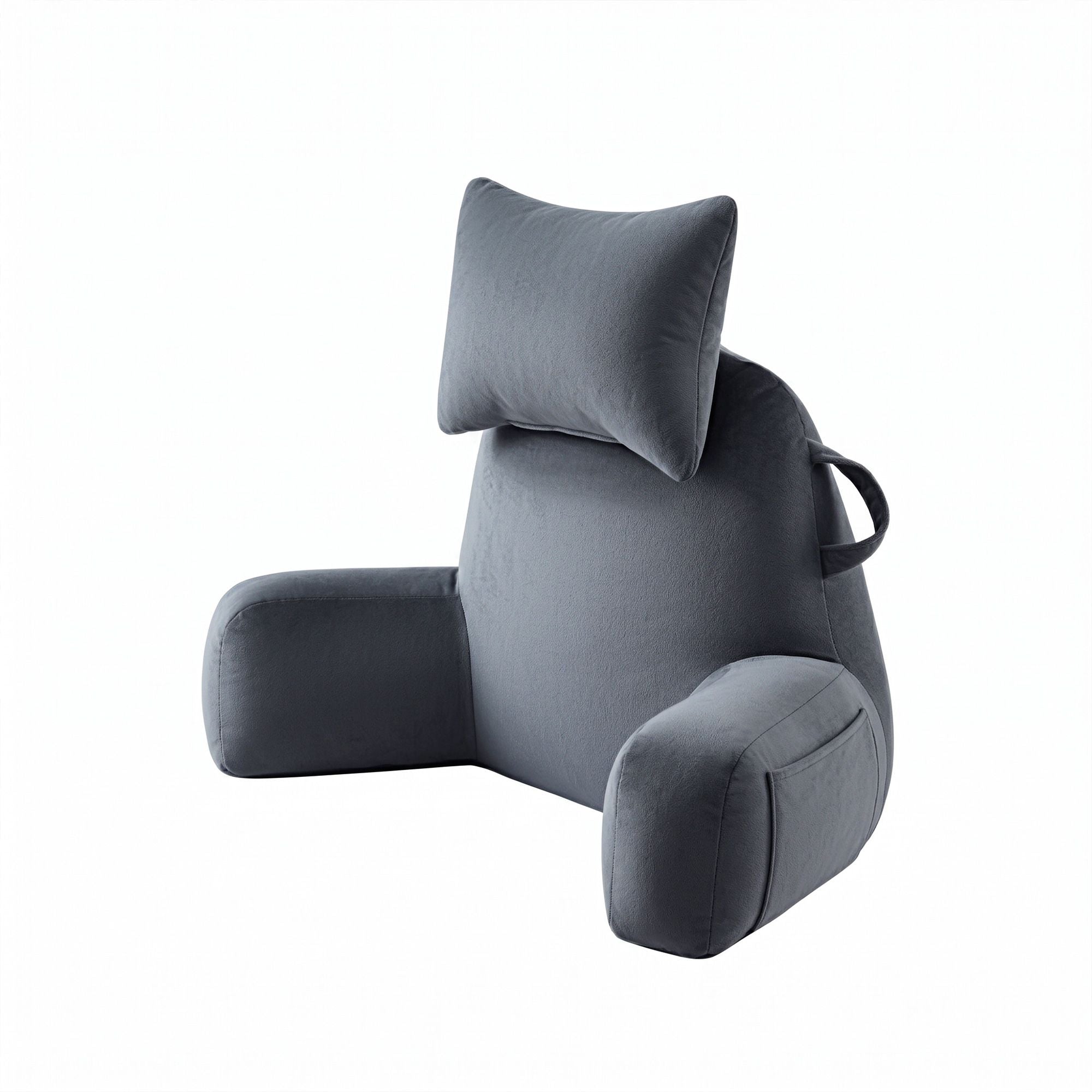 Reading Pillow with Detachable Neck Roll & Armrests Sit Up Pillow for Bed Back Support Pillow for Watching TV & Gaming