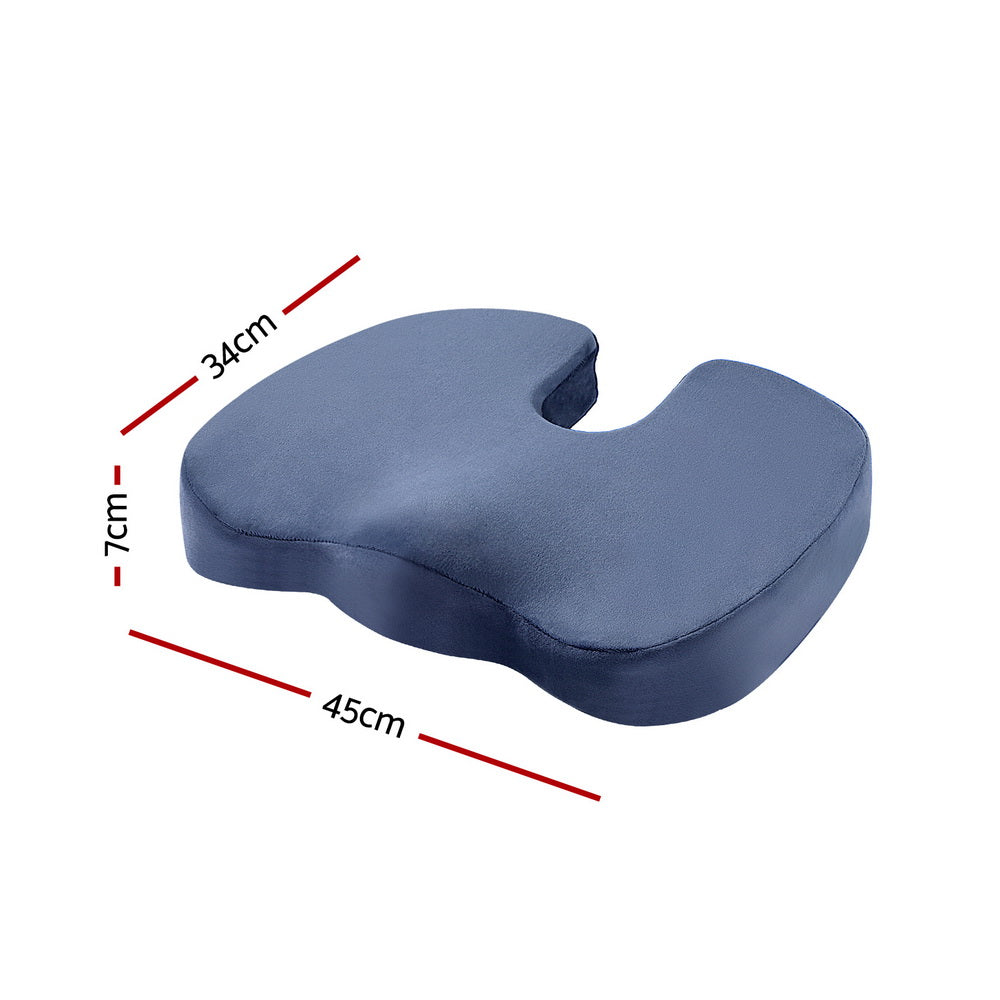 Seat Cushion Memory Foam Pillow Back Pain Relief Chair Pad Blue