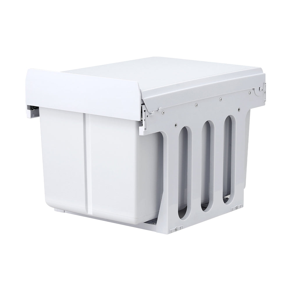 Pull Out Bin Kitchen Triple Slide Garbage Rubbish Bins Basket White 31L