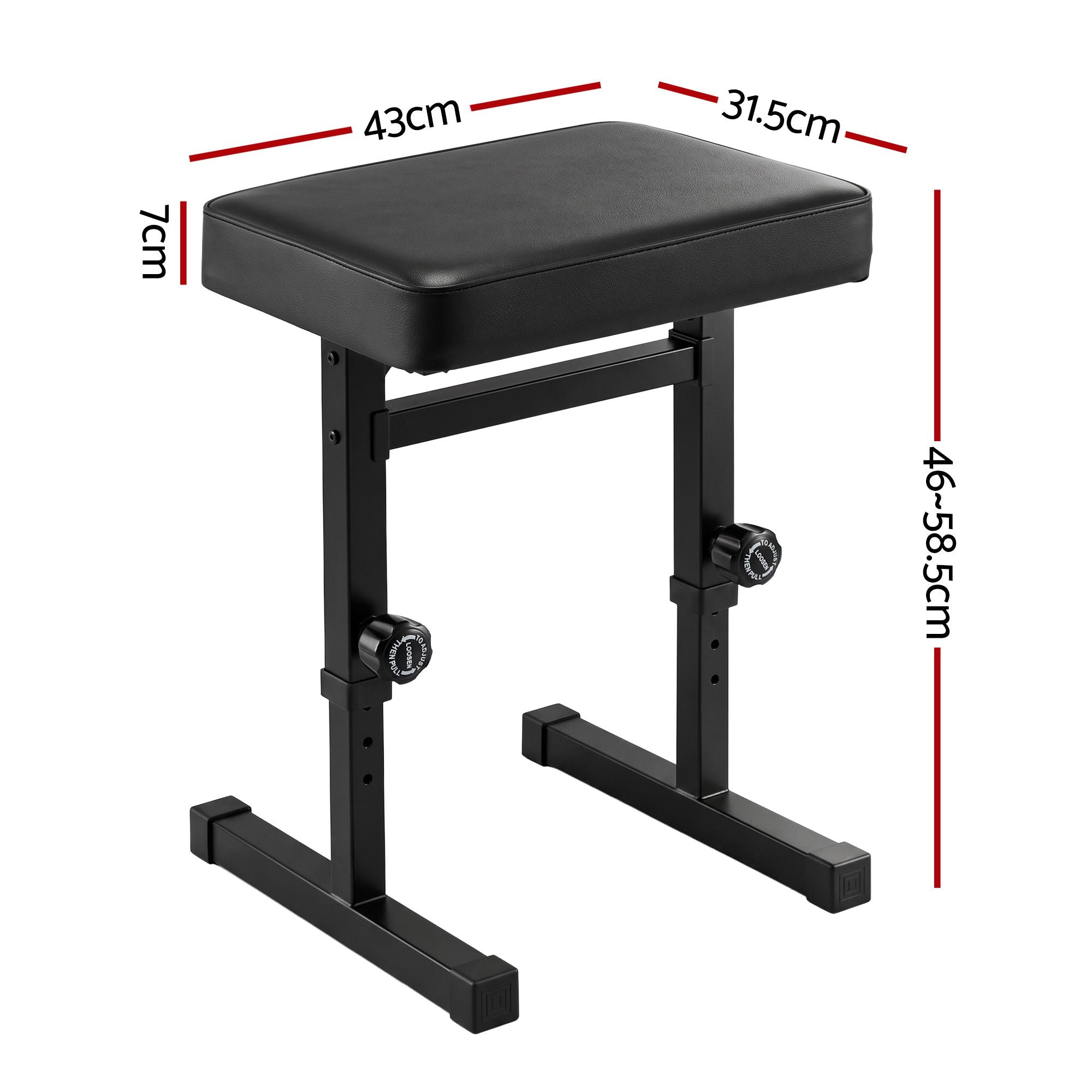 Piano Bench Adjustable Seat Heavy Duty H-Shape Piano Stool Black