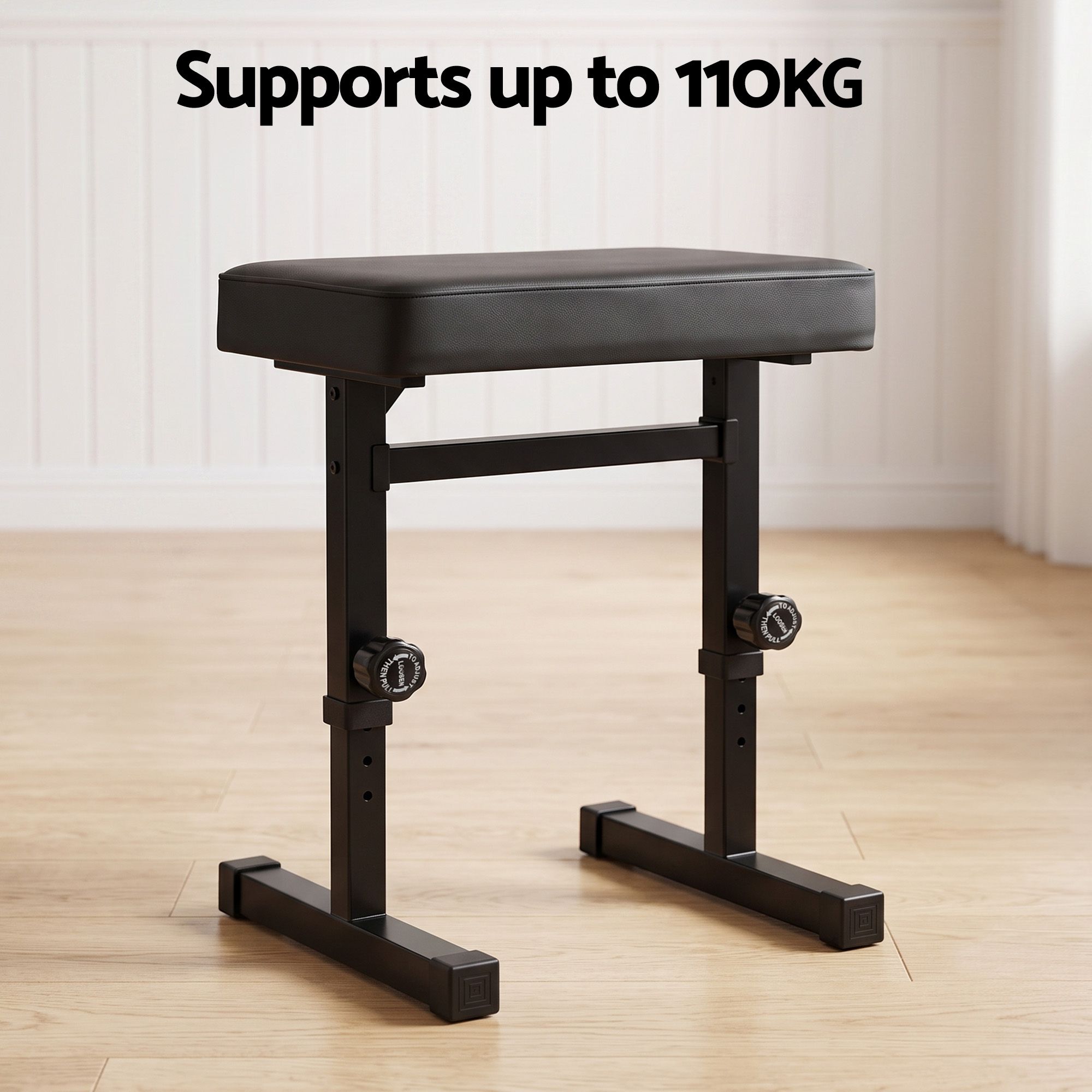 Piano Bench Adjustable Seat Heavy Duty H-Shape Piano Stool Black