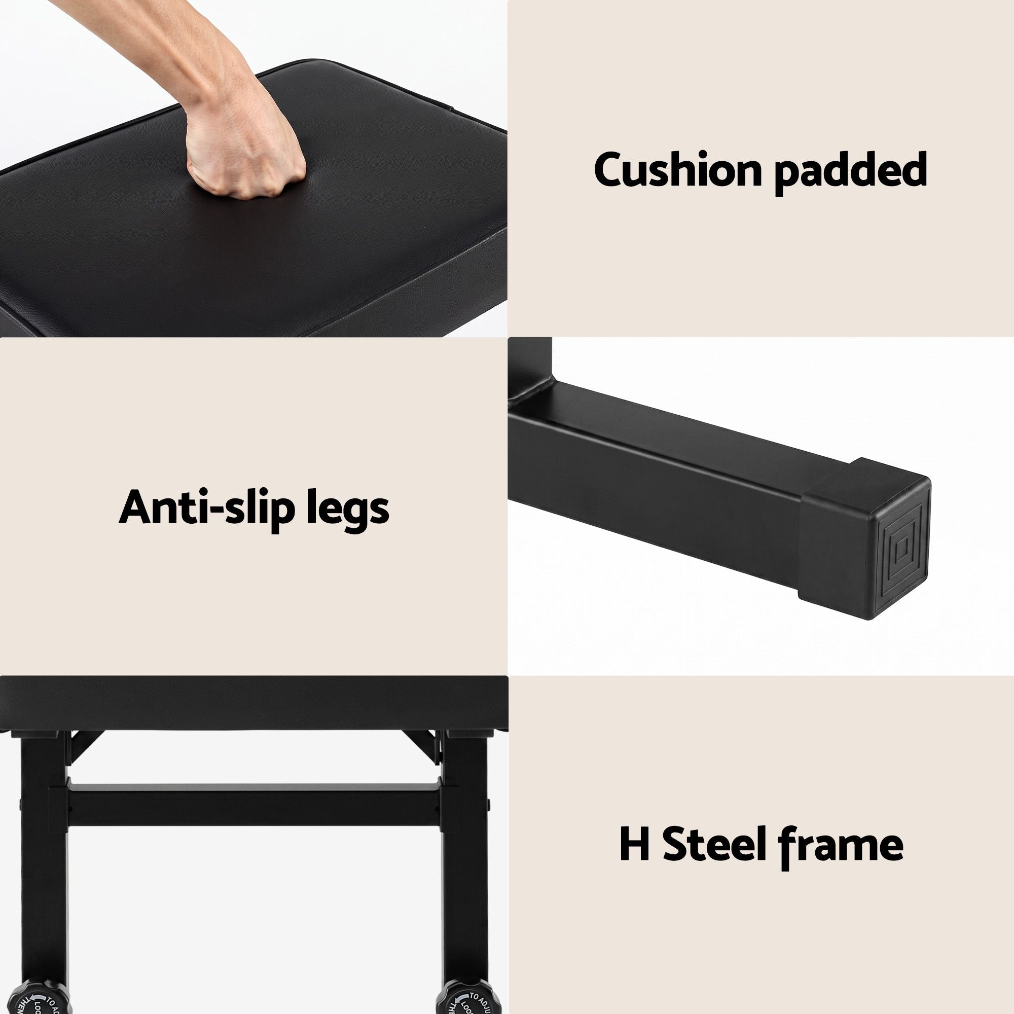 Piano Bench Adjustable Seat Heavy Duty H-Shape Piano Stool Black