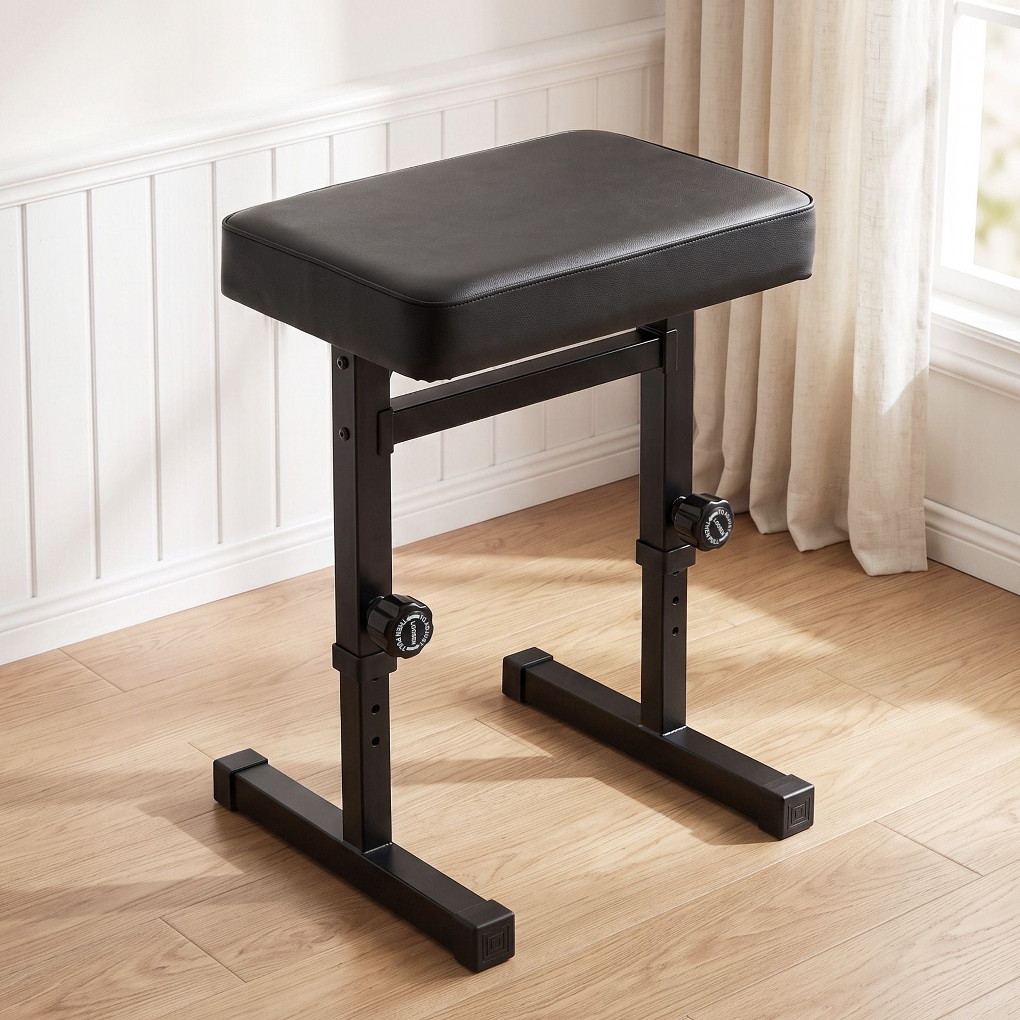 Piano Bench Adjustable Seat Heavy Duty H-Shape Piano Stool Black