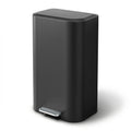 40L Kitchen Pedal Trash Can with Soft Close Lid, Removable Inner Bucket, Rectangular Steel Bin - Black