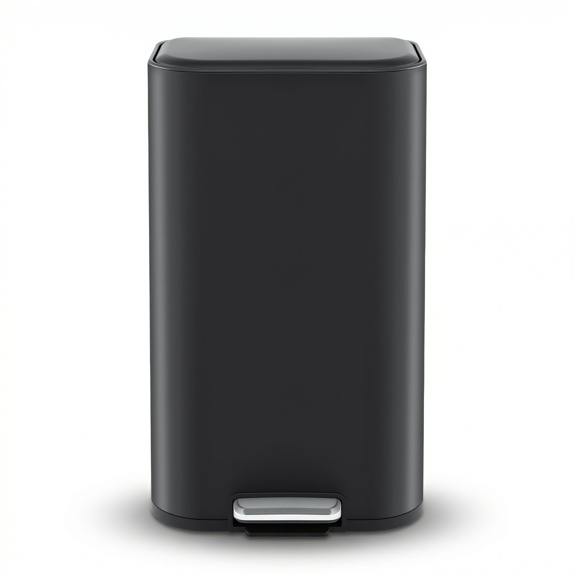 40L Kitchen Pedal Trash Can with Soft Close Lid, Removable Inner Bucket, Rectangular Steel Bin - Black