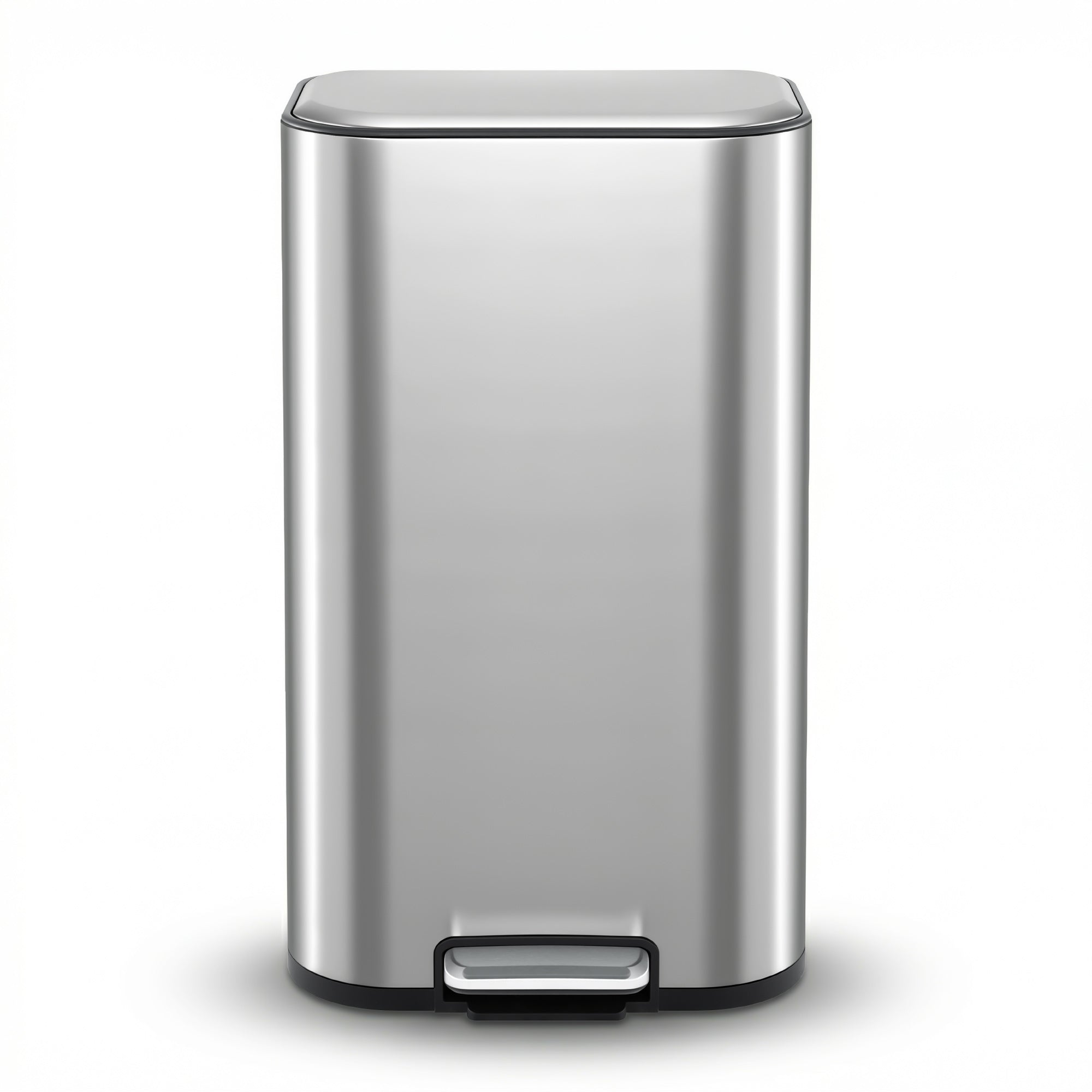 40L Kitchen Pedal Trash Can with Soft Close Lid, Removable Inner Bucket - Silver