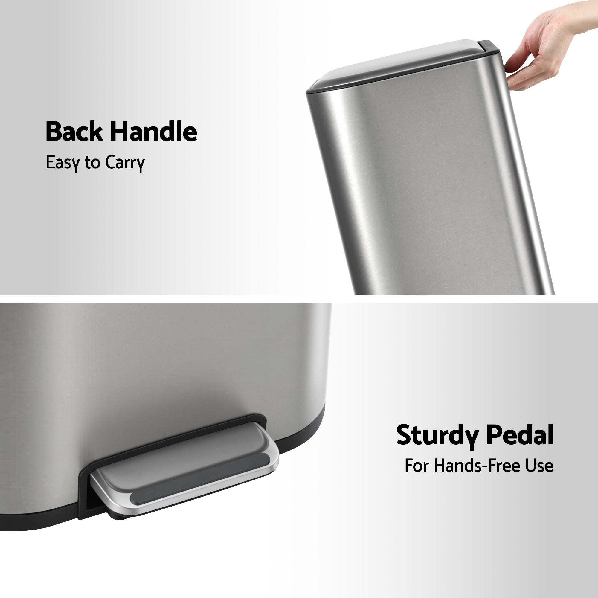 40L Kitchen Pedal Trash Can with Soft Close Lid, Removable Inner Bucket - Silver