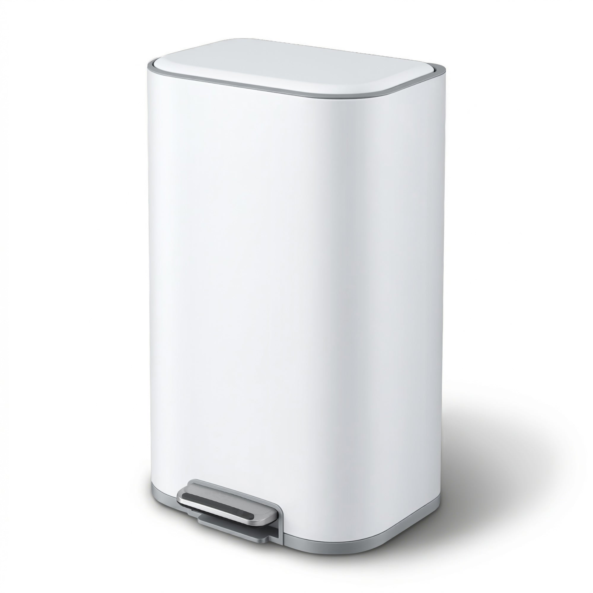 Kitchen Trash Can 40L Pedal Bin with Soft Close Lid and Removable Inner Bucket - White