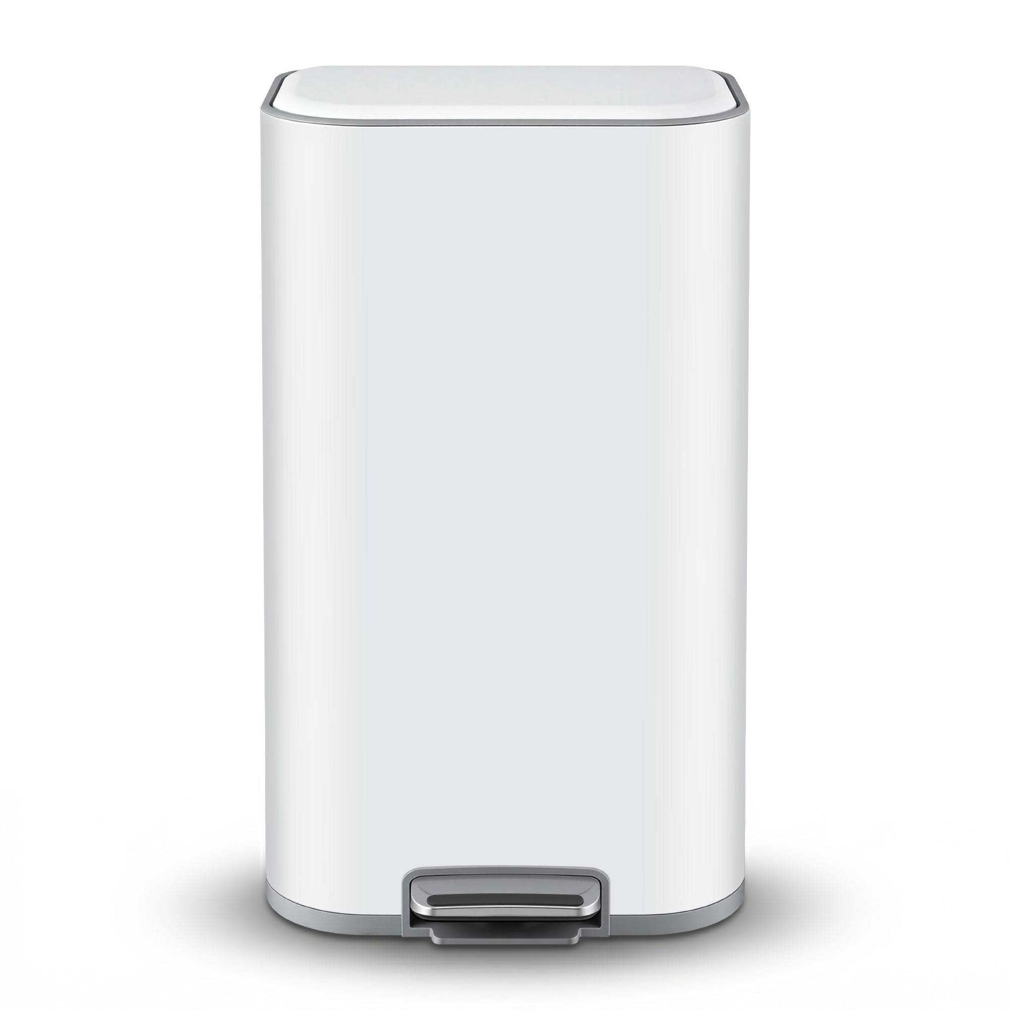 Kitchen Trash Can 40L Pedal Bin with Soft Close Lid and Removable Inner Bucket - White