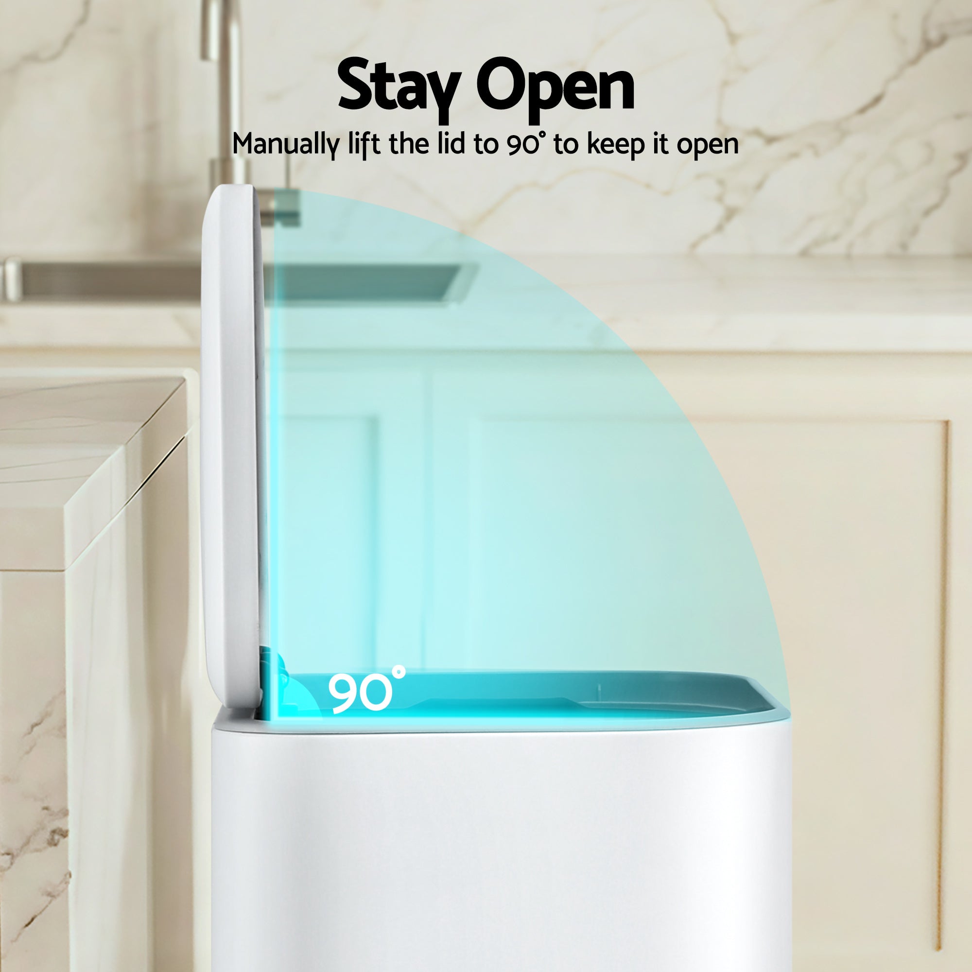 Kitchen Trash Can 40L Pedal Bin with Soft Close Lid and Removable Inner Bucket - White