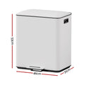 Pedal Bins Rubbish Bin Dual Compartment Waste Recycle Dustbins 40L White