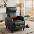 Massage Recliner Chair Small PU Leather Recliner Sofa for Adults - Black
