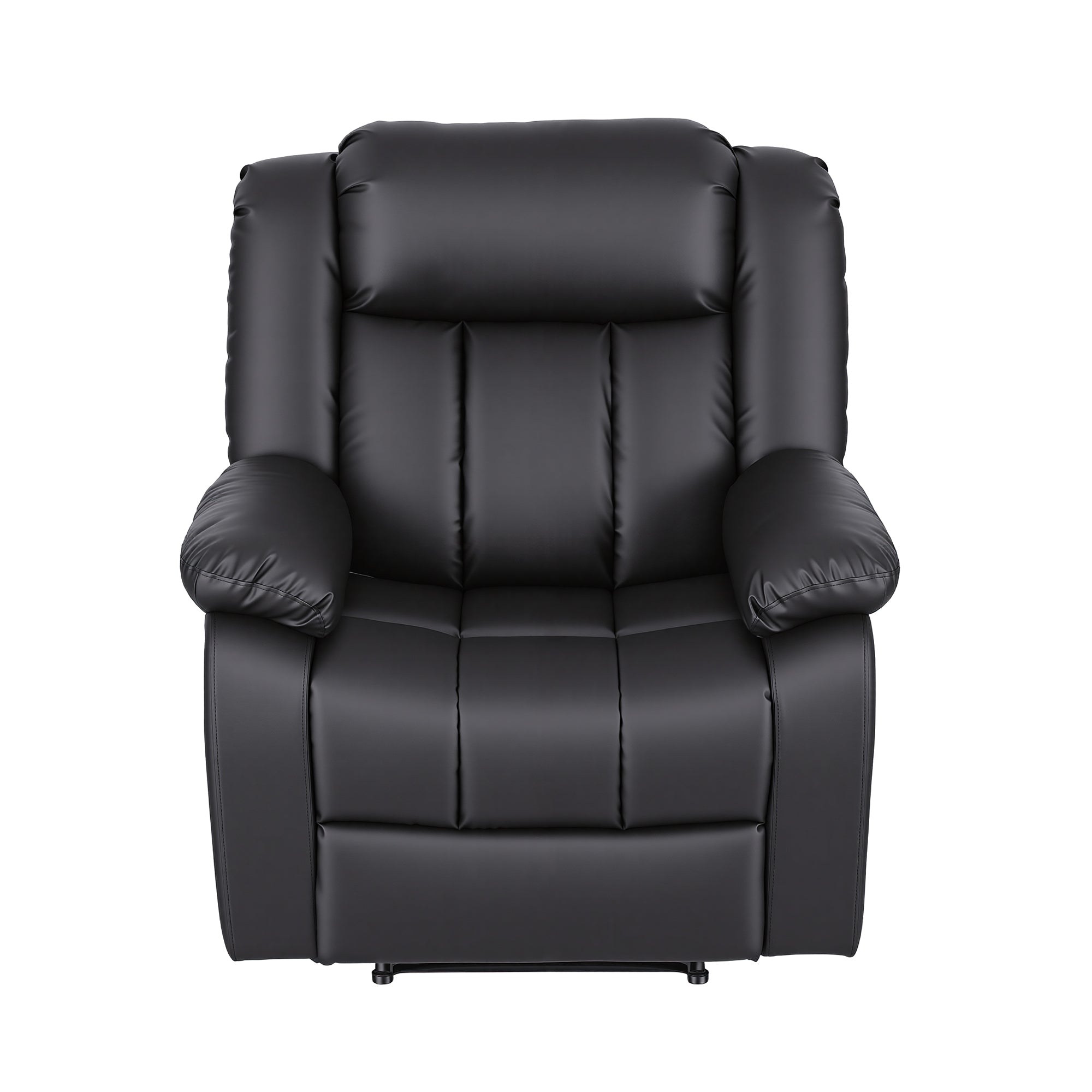 Manual Massage Recliner Chair for Living Room, Leather Sofa Lounge Reclining Chair with 2 USB Port, 160¬∞ Recline Reading Chair with 20CM Wide Armrests, 8 Point Vibration & Lumbar Heat, Black