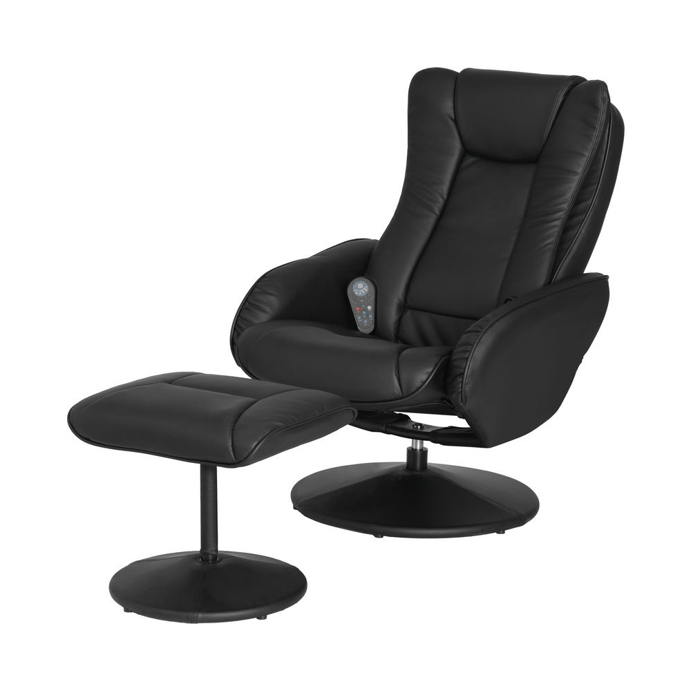Recliner Chair Ottoman Heated Massage Black
