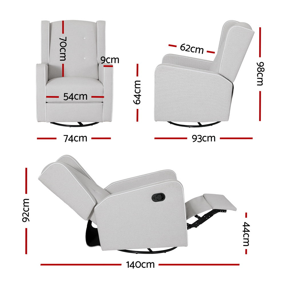 Recliner Armchair 360� Swivel Grey Fabric