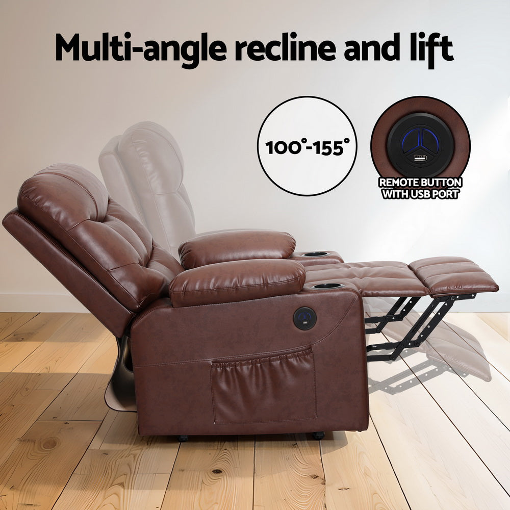Riser Recliner Chair Lift Assist Heated Massage Chair Leather