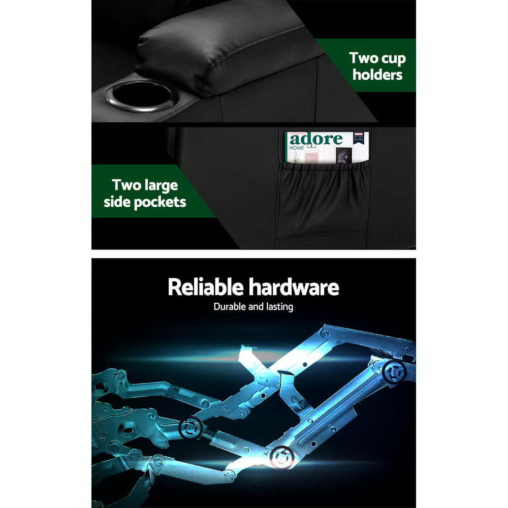 Recliner Chair Electric Heated Massage Chairs Faux Leather Cabin