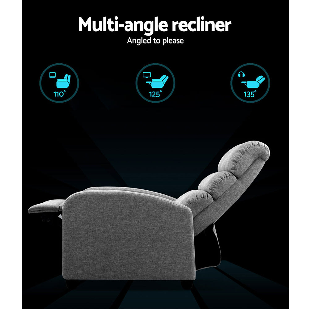 Recliner Armchair Grey Fabric Bolivia