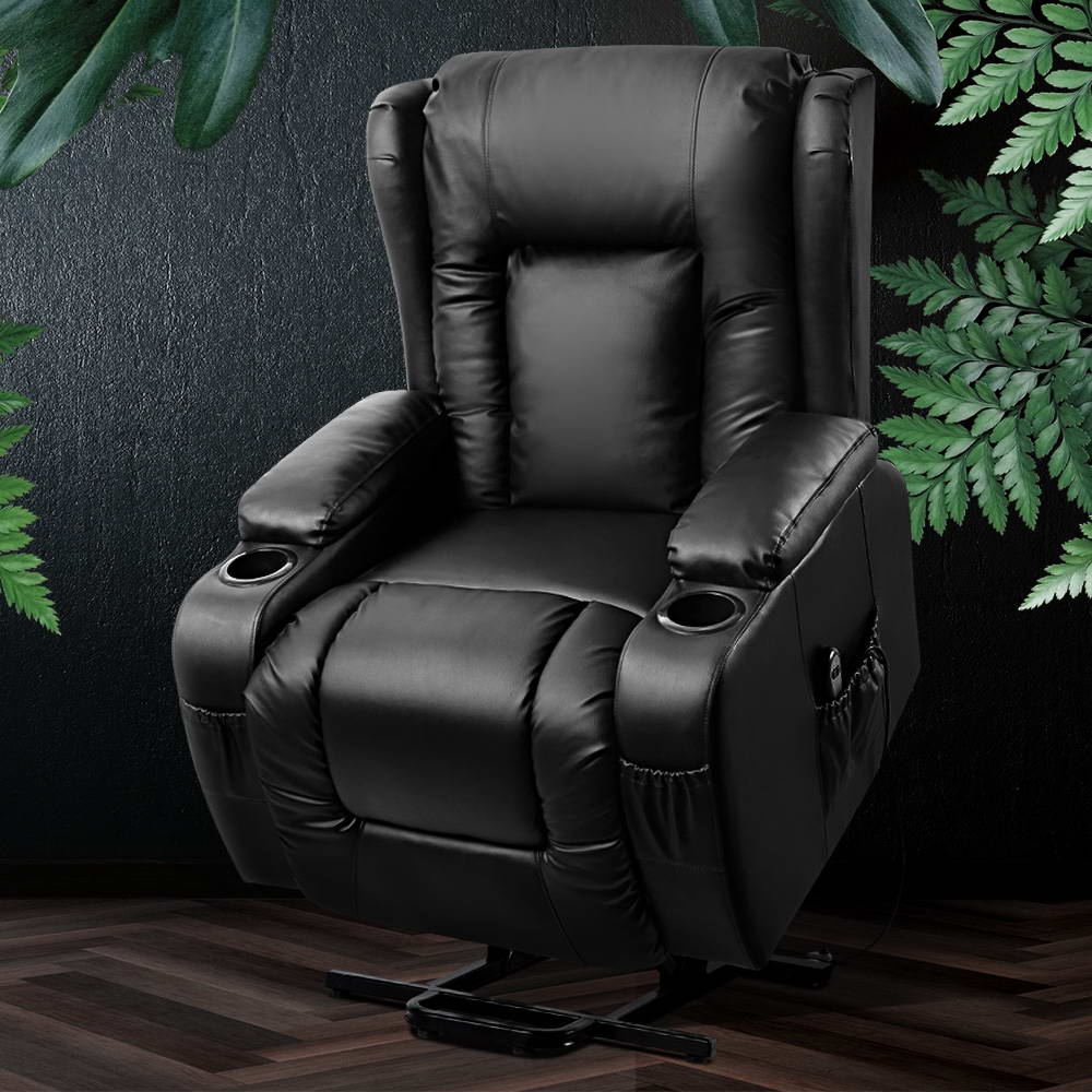 Riser Recliner Chair Lift Assist Heated Massage Chair Leather