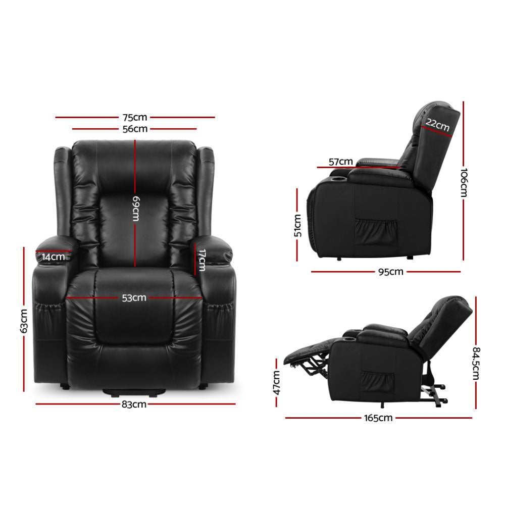 Riser Recliner Chair Lift Assist Heated Massage Chair Leather