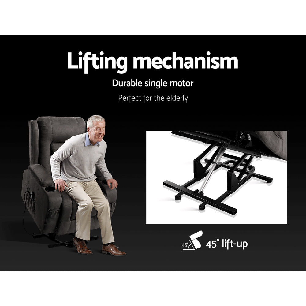 Riser Recliner Chair Lift Assist Heated Massage Chair Velvet