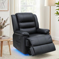 Manual Leather Recliner Chair with 16-Color LED Lighting - Black