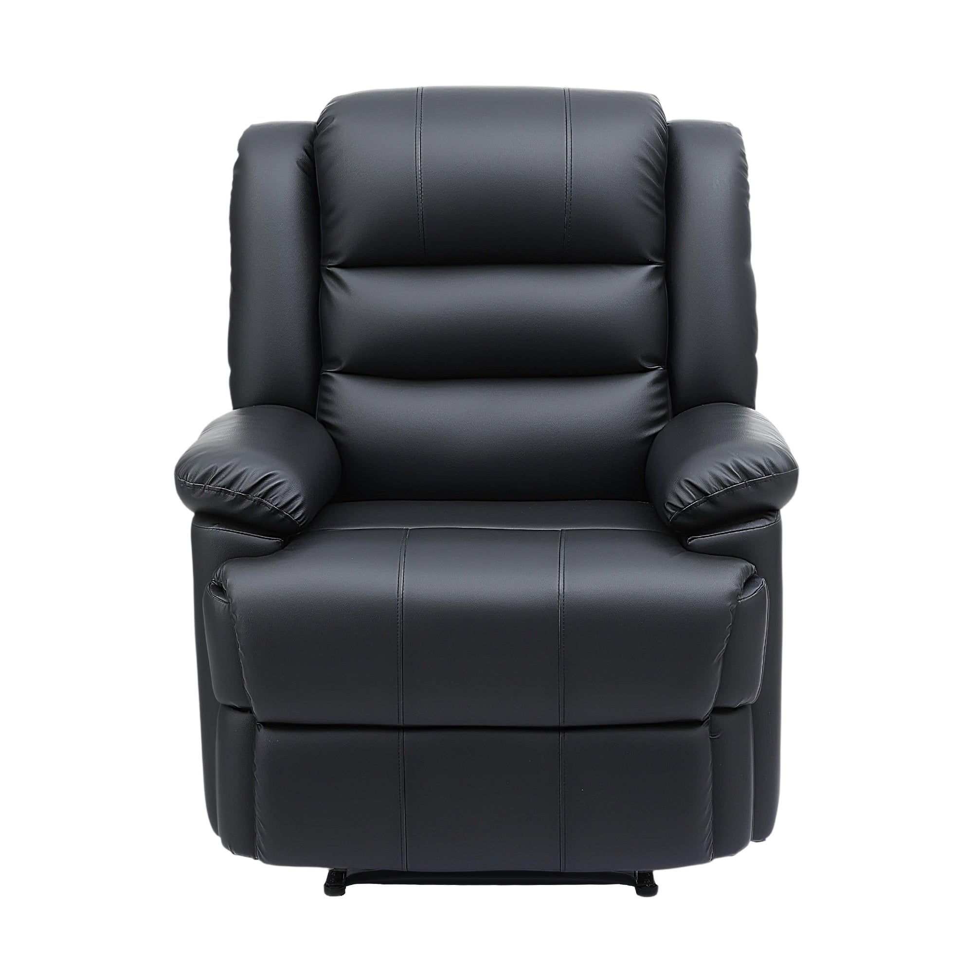 Manual Recliner Chair Leather Reclining Sofa with 16color Led Black