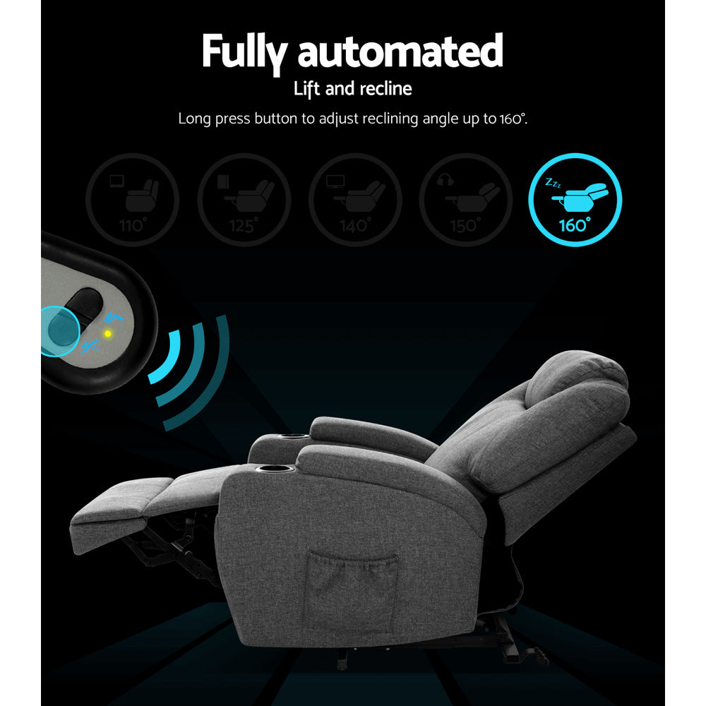 Riser Recliner Chair Lift Assist Heated Massage Chair Velvet