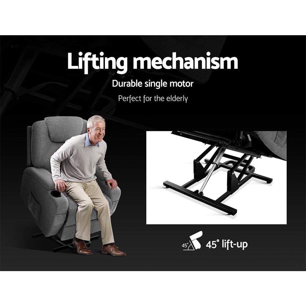 Riser Recliner Chair Lift Assist Heated Massage Chair Velvet