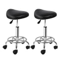 Set of 2 Saddle Salon Stool Swivel Barber Hair Dress Chair Hydraulic Lift Black