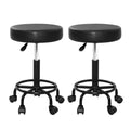 Set of 2 Salon Stool Swivel Round Barber Hair Bar Stools Hydraulic Lift Black