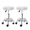 Set of 2 Salon Stool Swivel Round Barber Hair Bar Stools Hydraulic Lift White