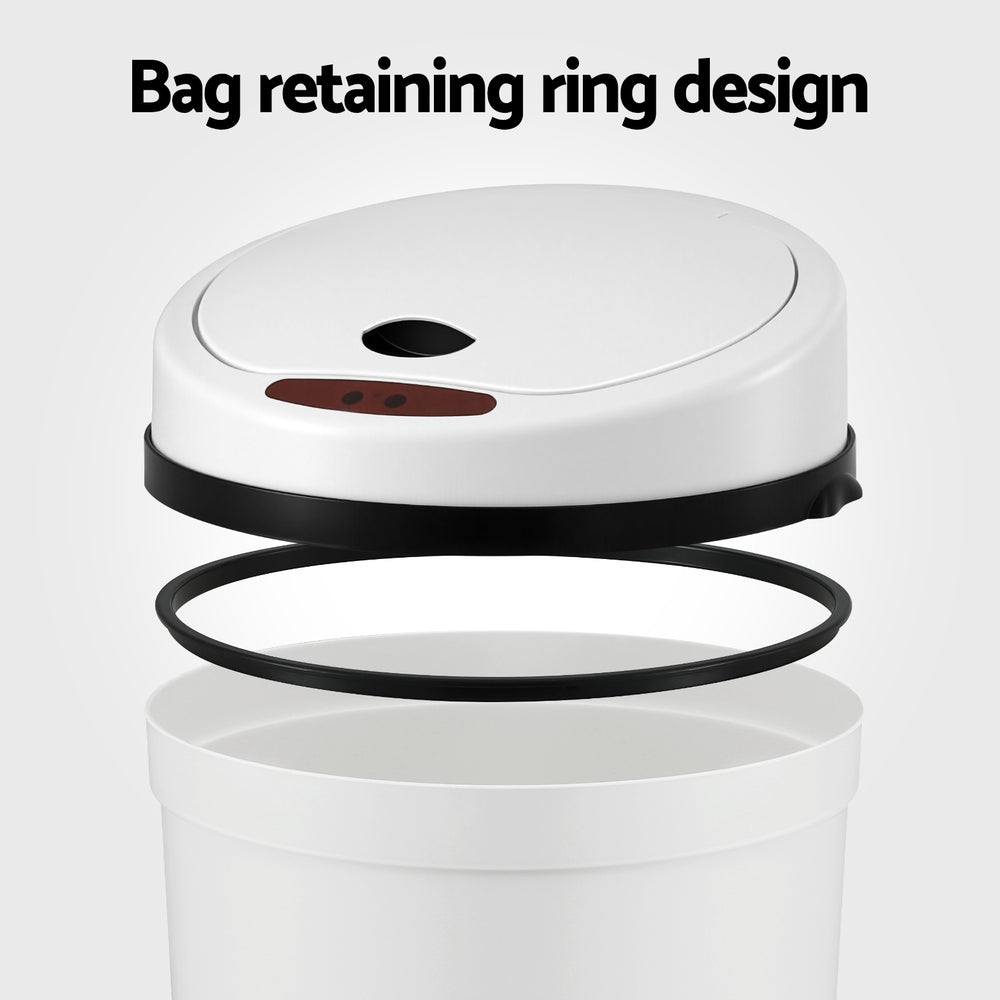 Sensor Bin Motion Rubbish Bins Kitchen Automatic Trash Can White 9L