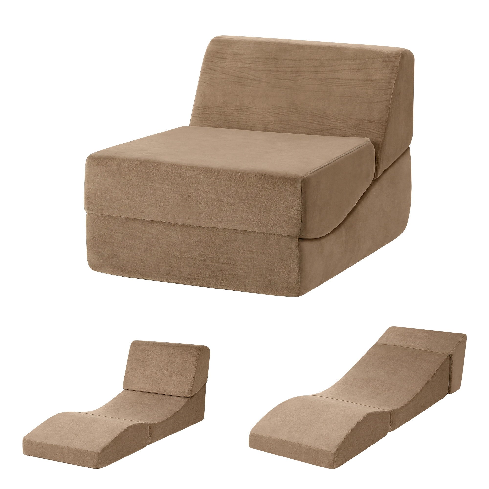 Folding Armless Foam Floor Futon Sofa Bed Convertible Lounger - Brown